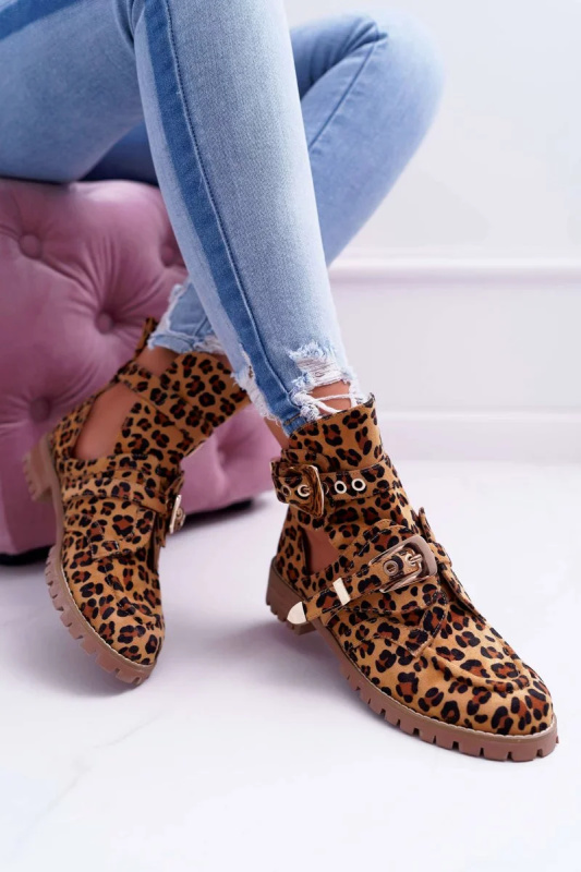 Dámské Kotníkové Boty Lu Boo Semišové s vykrojením Leopard Rock Girl 36