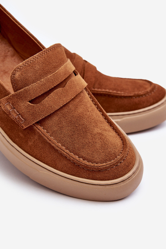 Mužské semišové loafers polobotky Zazoo 1566 hnědé 44