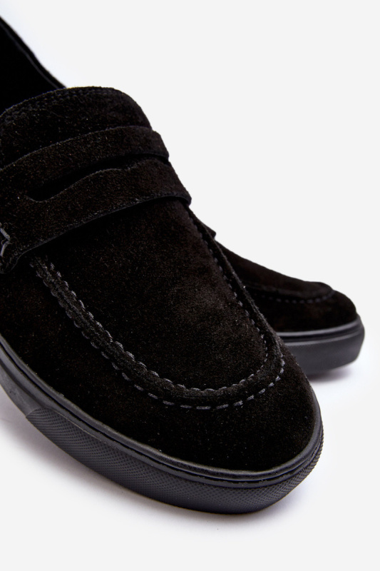 Mužské semišové polobotky Loafersy Zazoo 1574 Černé 41