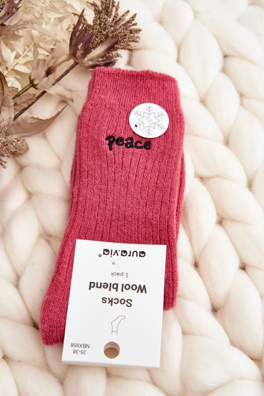 Dámské teplé ponožky s růžovým nápisem 38-41