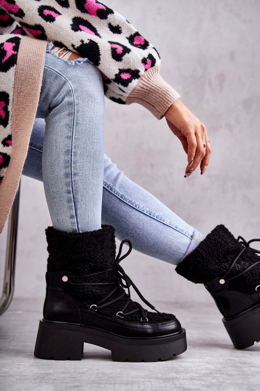 Boto Dámské sněhule s ovčí kůží černé Sanna