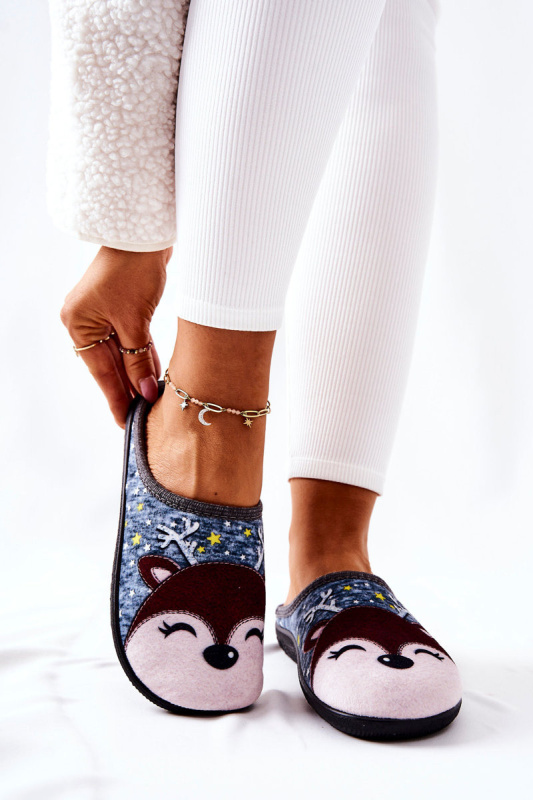 Hřejivé pantofle Reindeer Modré Taffy 37