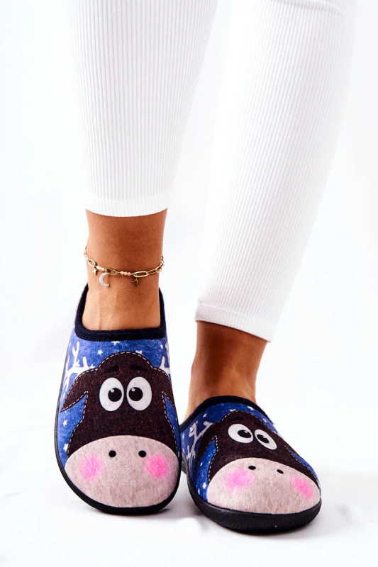 Hřejivé pantofle Model Reindeer Modré Elodie 36