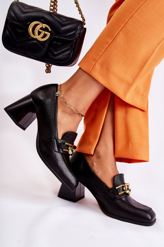 Kožené lodičky s řetízkem Laura Messi 2515 Black 40