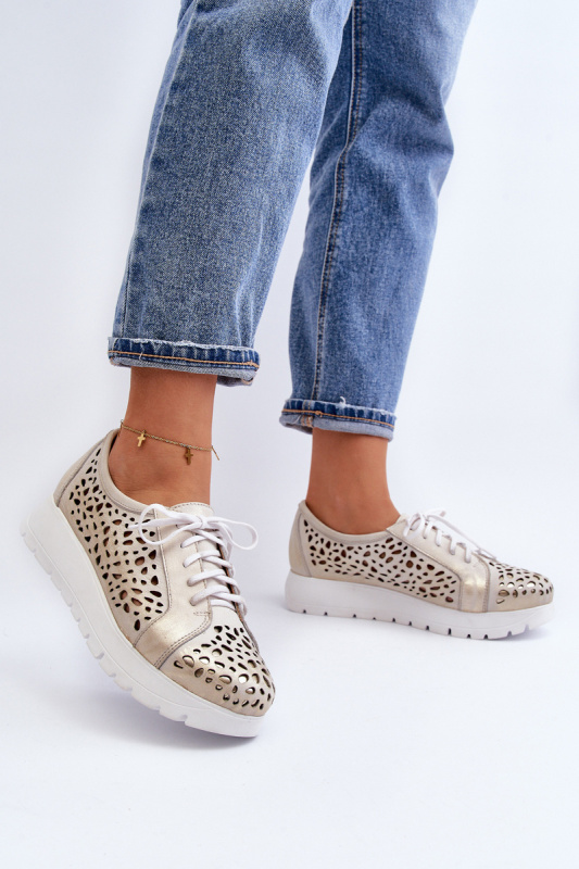 Kožené Polobotky Na Platformě Bežové Hypnosis 36