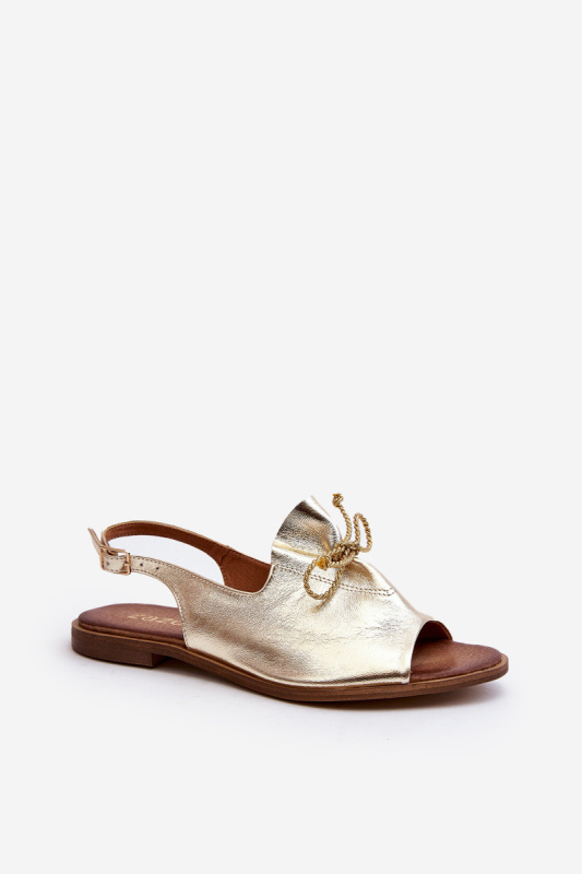 Zazoo 2898 Kožené Ploché Sandály Zlaté 35