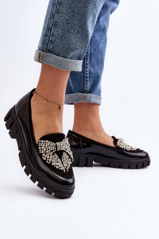 Lakované dámské mokasíny Laura Messi 2785 černé 40