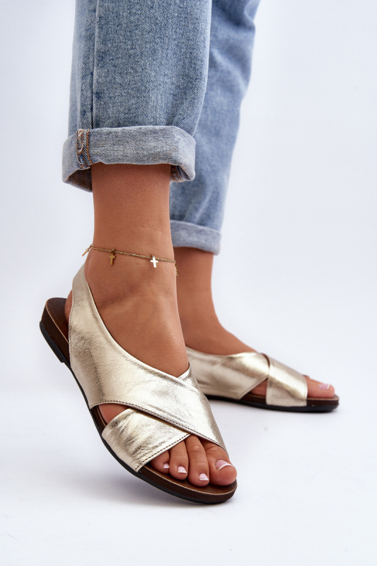 Zazoo 40407 Dámské kožené sandály Zlaté 36