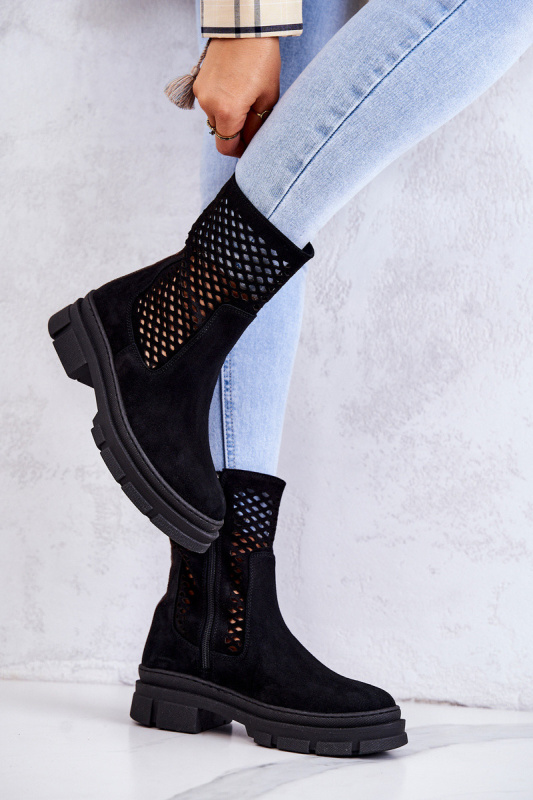 Kožené boty Workers Nicole Černá 2711 40