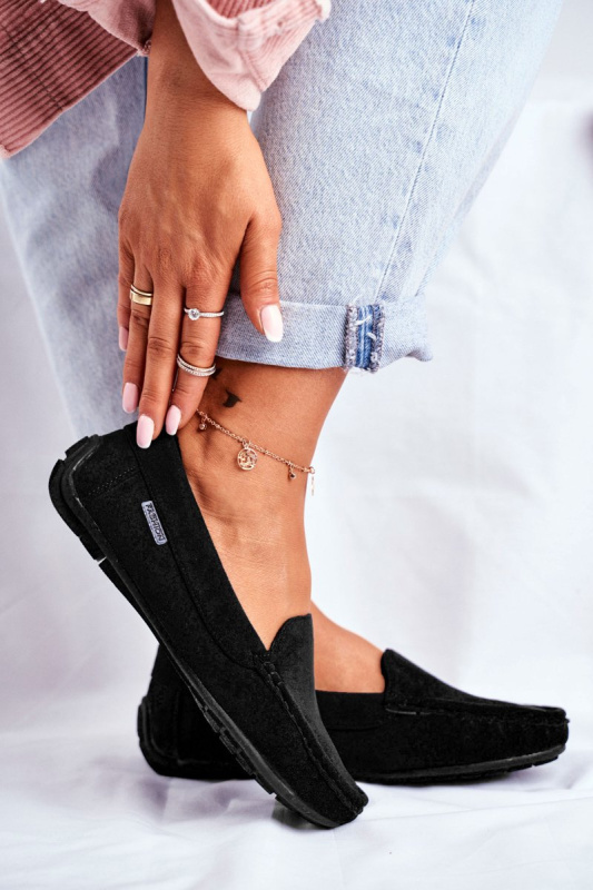 Dámské Semišové Mokasíny černé Morreno 37