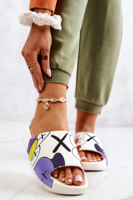 Gumové pantofle s potiskem Bílý Monsters 36