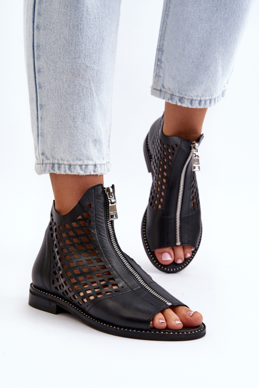 Zazoo 977/L Kožené vyšívané sandály na zip 38