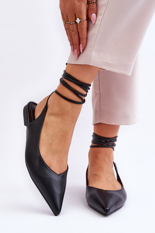 Dámské vázané špičaté baleríny Černá Turriso 36