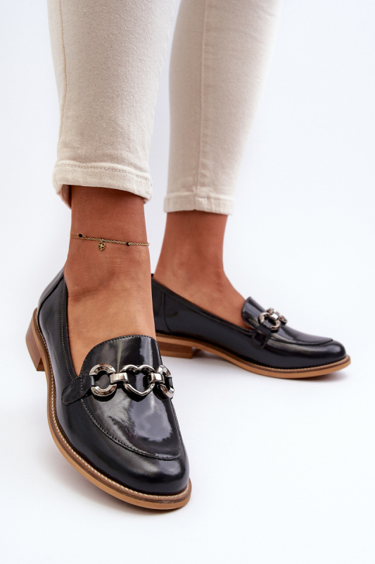 Kožené dámské lakované mokasíny Laura Messi 2760 modré 38