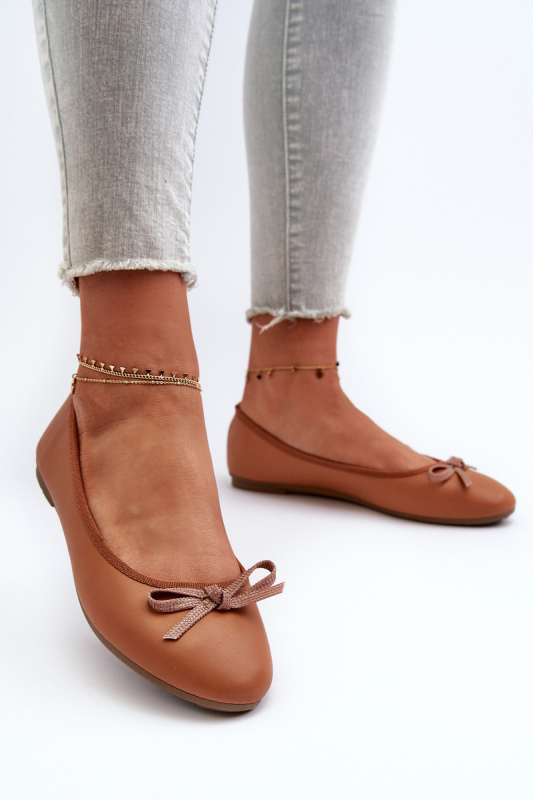 Baleríny z ekologické kůže s mašlí Camel Sandal 36