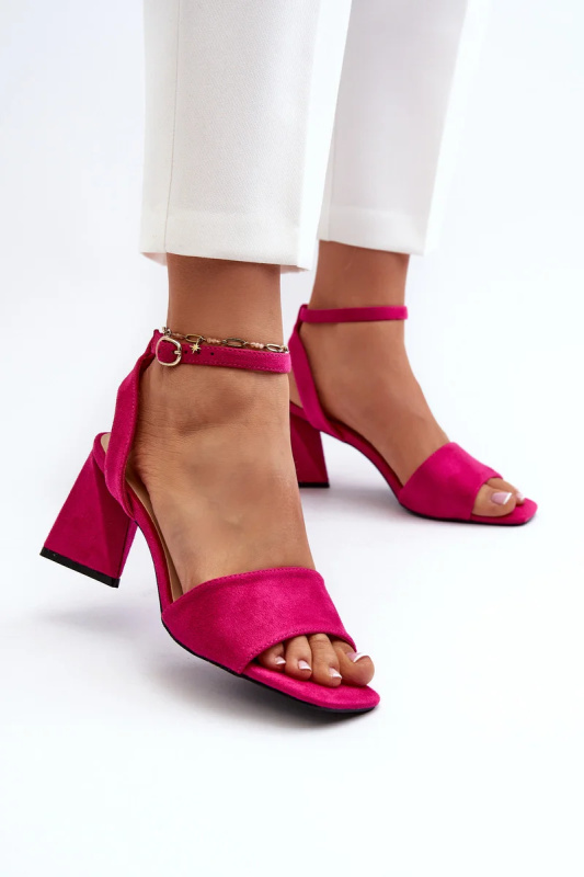 Dámské sandály na vysokém podpatku vyrobené z Eco Suede Fuchsia Upttima 37