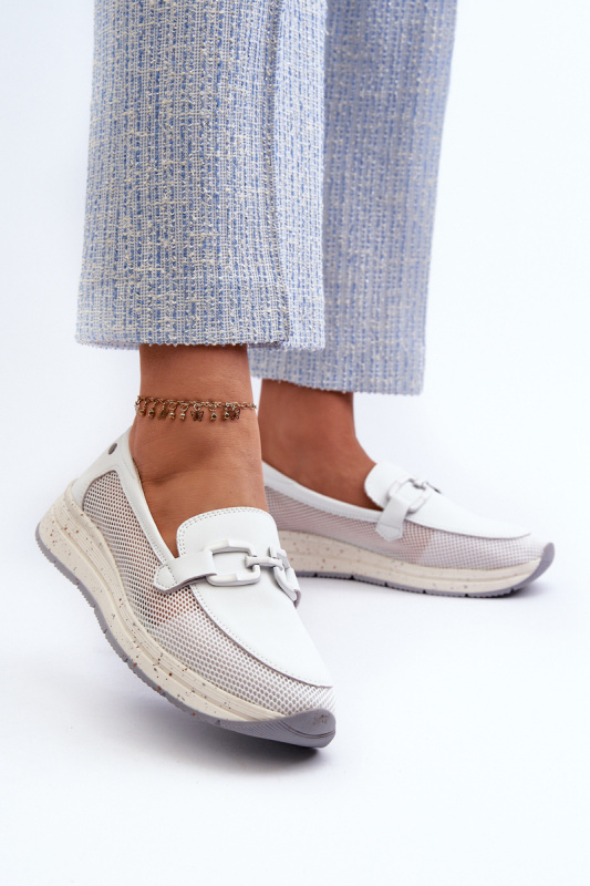 Dámské kožené mokasíny D&A White Velikost: 41