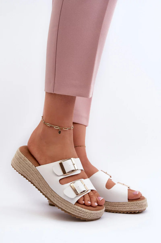 Dámské pantofle se zapletenou eko kůží, bílá Zaloemi Velikost: 39