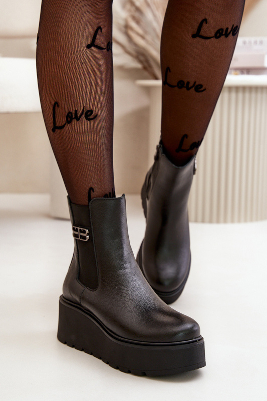 Zazoo 60498 Dámské Botky Chelsea Na Platformě A Klínu Černé 39