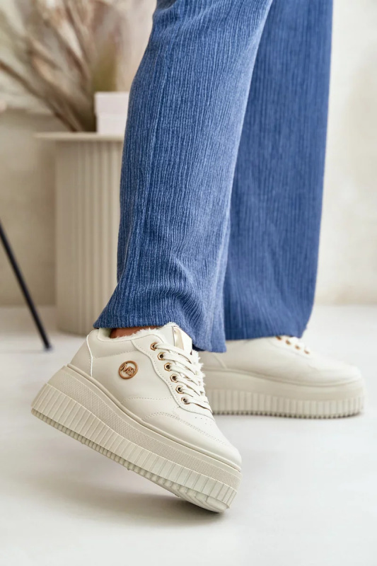 Sneakersy Sportovní Boty Dámské Zateplené Na Masivní Podešvi Béžové Ardiela 38