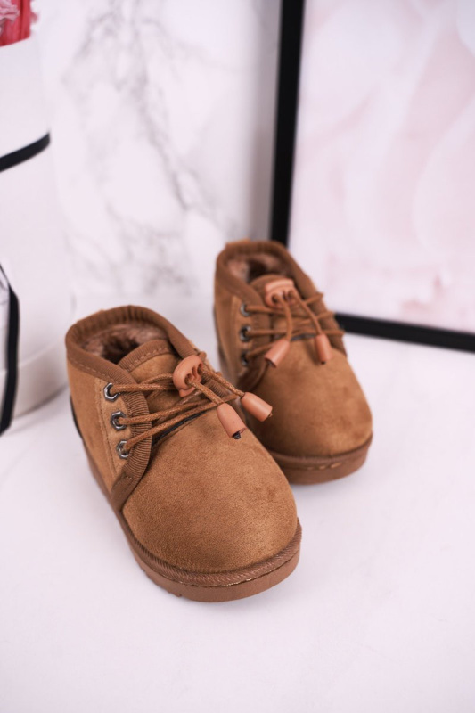 Dívčí šněrovací Sněhové Boty S Kožešinou Hnědé Hunter 30