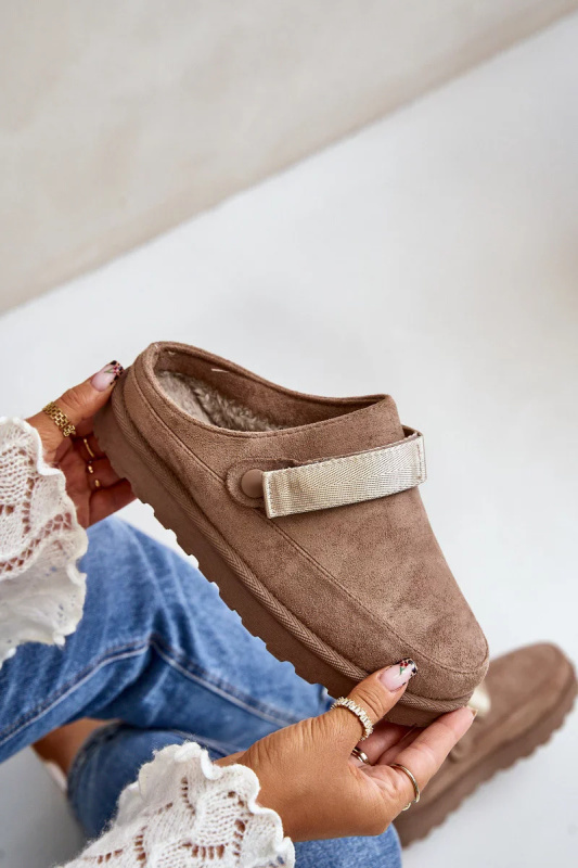 Dámské Zateplené Pantofle S Kožešinou Na Platformě Hnědé Azida 36