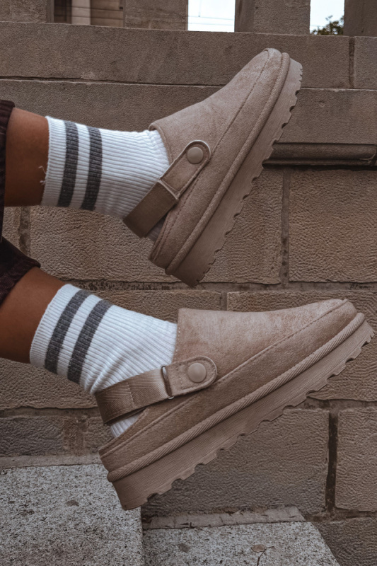 Dámské Zateplené Pantofle S Kožešinou Na Platformě Béžové Azida 39