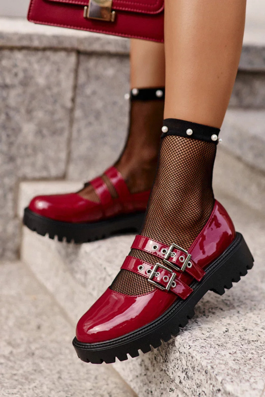 Polobotky Dámské S Pásky Lakované Bordové Terione 39