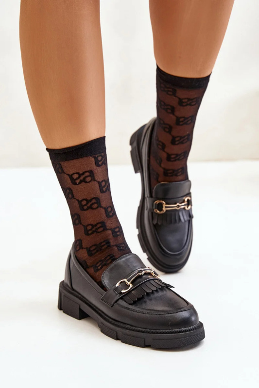 Mokasíny Dámské S Ozdobou Eko Kožené Černé Tialorae 40