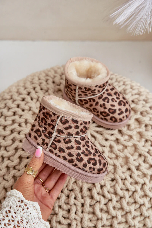 Dětské Sněhule Kotníkové Boty Zateplené S Leopardím Vzorem Hnědé Nallita 31