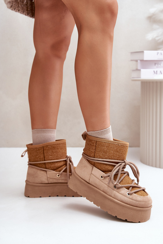 Sněhule s vázáním na platformě hnědé Mavora 36