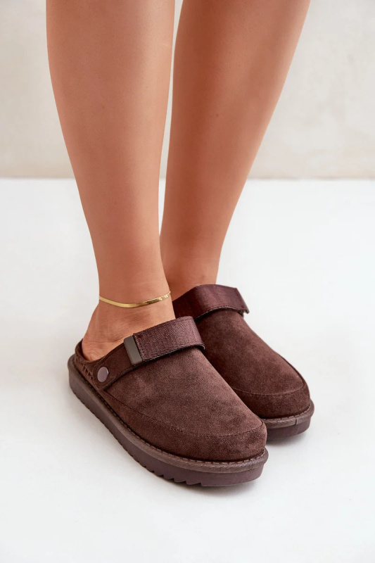 Zateplené Dámské Pantofle Na Platformě Čokoládové Neliel 37