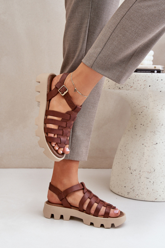 Kožené Dámské Sandály Zazoo 3695 Hnědé 38