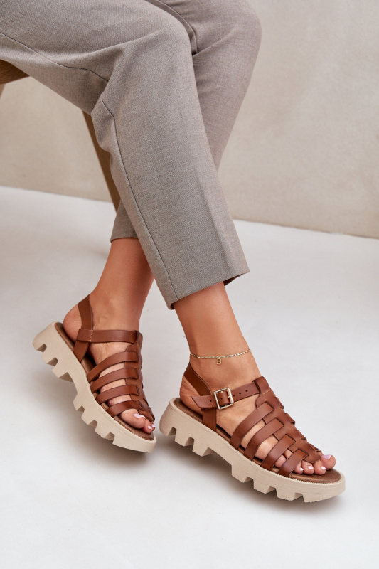 Kožené Dámské Sandály Zazoo 3695 Camel 39