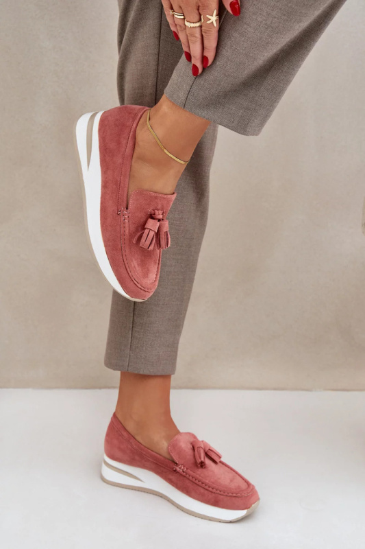 Mokasiny TQ2407 růžovo-bílé - Step in style 38