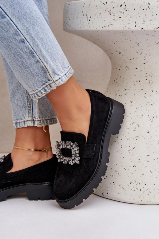 Dámské mokasíny na podpatku JH23-61 Černá - Step in style černá 39