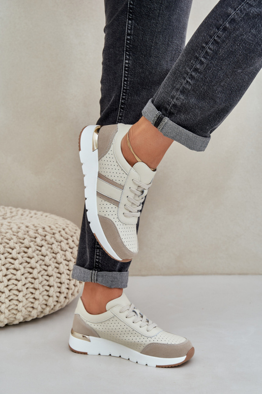 Dámské kožené tenisky na platformě béžové Gatira 36