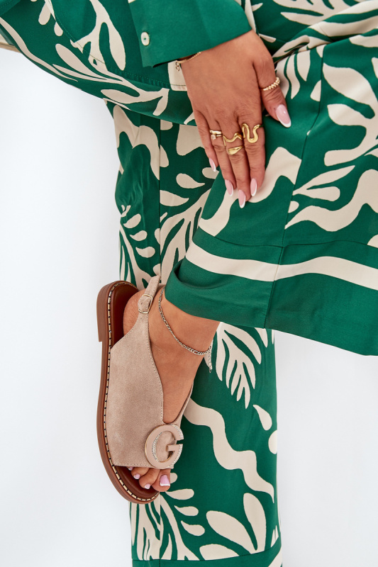 Ploché sandály s ozdobou béžové Haliones 37