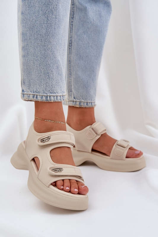 Textilní Lehká Sandály Na Platformě Světle Béžové Deniffia 40