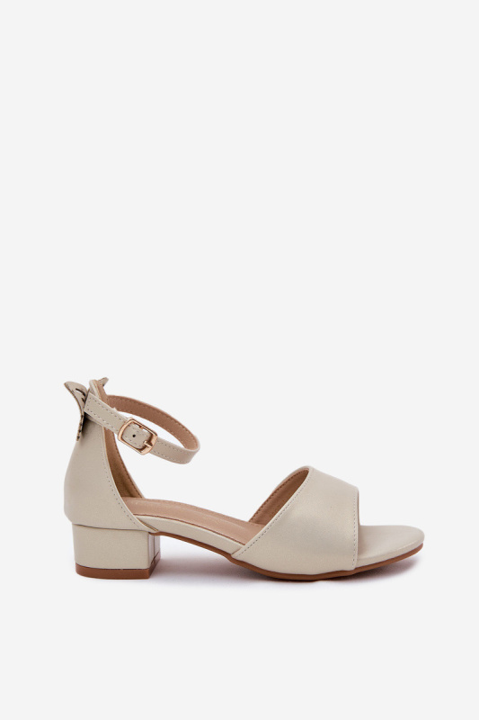 Lesklé dívčí sandály na nízkém podpatku zlaté Ainare 33