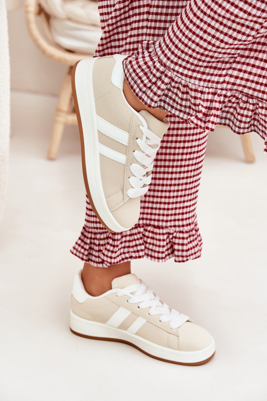 Dámské Sportovní Boty Sneakersy Z Eko Kůže Béžové Ravina 36