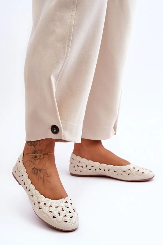 Ažurové Lesklé Baleríny Dámské Bežové Visionary 38