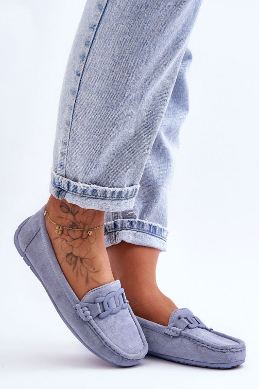 Dámské módní semišové mokasíny modré Rabell 36