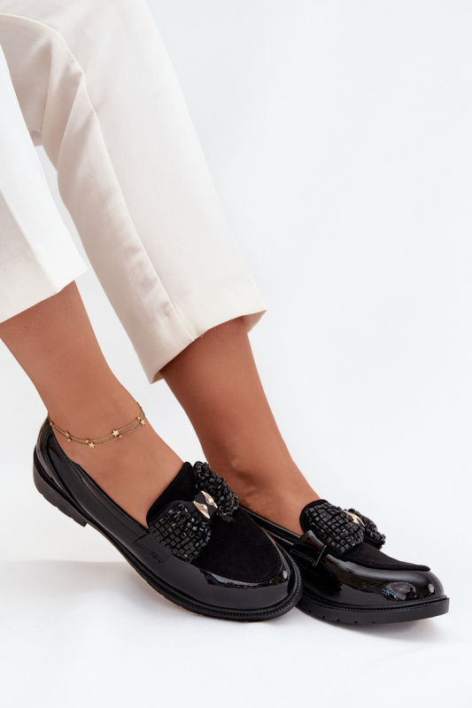 Lakované Dámské Mokasíny S Mašlí S.Barski HY51-319 Černé 40