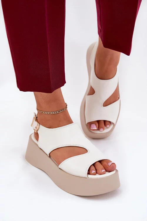 Dámské sandály na platformě 5227 Ecru s béžovou - Ideal shoes ecru-béžová 41