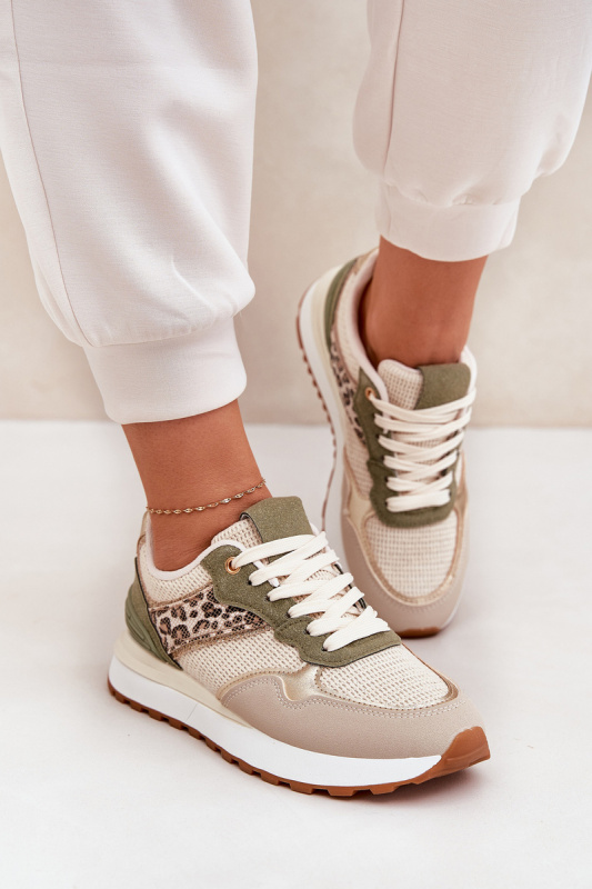 Dámské Sportovní Boty S Panterem Na Platformě Zelené Davinara 37