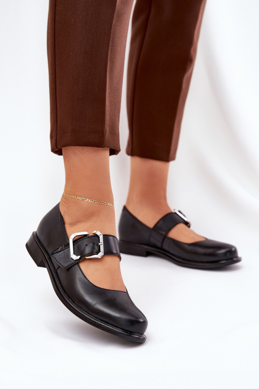 Kožené dámské polobotky s přezkou Laura 2980 Černé 38