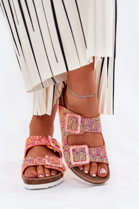 Dámské Pantofle S Přezkami A Leskem Oranžové S.Barski RB51-006 36