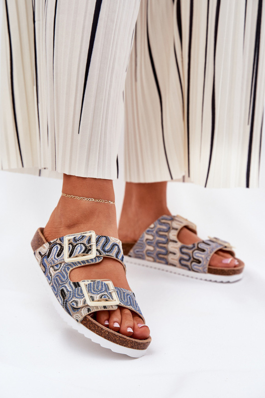 Dámské Pantofle S Přezkami A Leskem Béžové S.Barski RB51-006 37