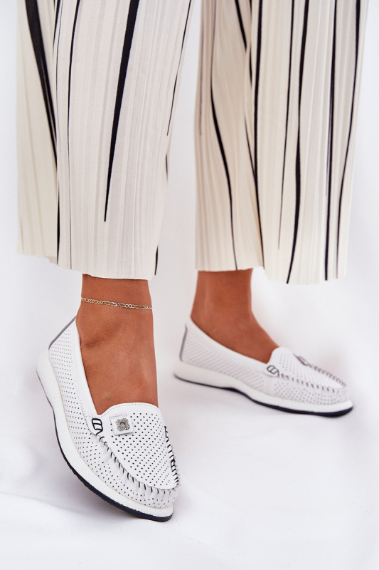 Dámské Kožené Mokasíny S.Barski LR51-673 Bílé 36